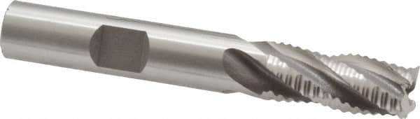 OSG - 3/8" Diam, Coarse Pitch, 7/8" LOC, 4 Flute Cobalt Roughing Square End Mill - Uncoated, 2-5/8" OAL, 3/8" Shank Diam, Single End, 30° Helix - Eagle Tool & Supply