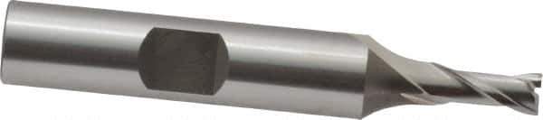 OSG - 3/16", 7/16" LOC, 3/8" Shank Diam, 2-5/16" OAL, 2 Flute, Cobalt Square End Mill - Single End, Uncoated, Spiral Flute, 30° Helix, Centercutting, Right Hand Cut, Right Hand Flute, Series 520 - Eagle Tool & Supply