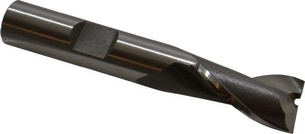 OSG - 7/16", 13/16" LOC, 3/8" Shank Diam, 2-1/2" OAL, 2 Flute, Cobalt Square End Mill - Single End, Uncoated, Spiral Flute, 30° Helix, Centercutting, Right Hand Cut, Right Hand Flute, Series 520 - Eagle Tool & Supply