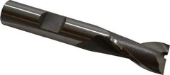 OSG - 7/16", 13/16" LOC, 3/8" Shank Diam, 2-1/2" OAL, 2 Flute, Cobalt Square End Mill - Single End, Uncoated, Spiral Flute, 30° Helix, Centercutting, Right Hand Cut, Right Hand Flute, Series 520 - Eagle Tool & Supply