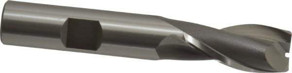 OSG - 17/32", 1-1/8" LOC, 1/2" Shank Diam, 3-1/8" OAL, 2 Flute, Cobalt Square End Mill - Single End, Uncoated, Spiral Flute, 30° Helix, Centercutting, Right Hand Cut, Right Hand Flute, Series 520 - Eagle Tool & Supply