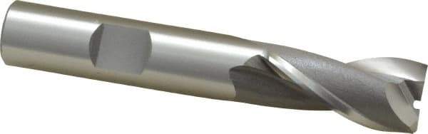 OSG - 9/16", 1-1/8" LOC, 1/2" Shank Diam, 3-1/8" OAL, 2 Flute, Cobalt Square End Mill - Single End, Uncoated, Spiral Flute, 30° Helix, Centercutting, Right Hand Cut, Right Hand Flute, Series 520 - Eagle Tool & Supply