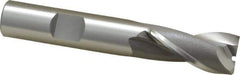 OSG - 9/16", 1-1/8" LOC, 1/2" Shank Diam, 3-1/8" OAL, 2 Flute, Cobalt Square End Mill - Single End, Uncoated, Spiral Flute, 30° Helix, Centercutting, Right Hand Cut, Right Hand Flute, Series 520 - Eagle Tool & Supply