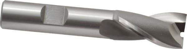 OSG - 5/8", 1-1/8" LOC, 1/2" Shank Diam, 3-1/8" OAL, 2 Flute, Cobalt Square End Mill - Single End, Uncoated, Spiral Flute, 30° Helix, Centercutting, Right Hand Cut, Right Hand Flute, Series 520 - Eagle Tool & Supply