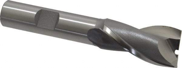 OSG - 23/32", 1-5/16" LOC, 1/2" Shank Diam, 3-5/16" OAL, 2 Flute, Cobalt Square End Mill - Single End, Uncoated, Spiral Flute, 30° Helix, Centercutting, Right Hand Cut, Right Hand Flute, Series 520 - Eagle Tool & Supply