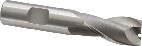 OSG - 11/16", 1-5/16" LOC, 5/8" Shank Diam, 3-7/16" OAL, 2 Flute, Cobalt Square End Mill - Single End, Uncoated, Spiral Flute, 30° Helix, Centercutting, Right Hand Cut, Right Hand Flute, Series 520 - Eagle Tool & Supply