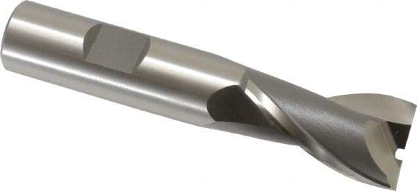 OSG - 3/4", 1-5/16" LOC, 5/8" Shank Diam, 3-7/16" OAL, 2 Flute, Cobalt Square End Mill - Single End, Uncoated, Spiral Flute, 30° Helix, Centercutting, Right Hand Cut, Right Hand Flute, Series 520 - Eagle Tool & Supply