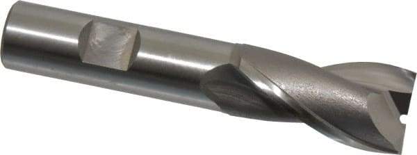 OSG - 25/32", 1-1/2" LOC, 5/8" Shank Diam, 3-5/8" OAL, 2 Flute, Cobalt Square End Mill - Single End, Uncoated, Spiral Flute, 30° Helix, Centercutting, Right Hand Cut, Right Hand Flute, Series 520 - Eagle Tool & Supply