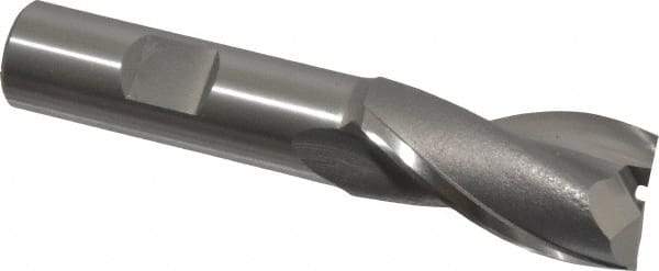 OSG - 13/16", 1-1/2" LOC, 5/8" Shank Diam, 3-5/8" OAL, 2 Flute, Cobalt Square End Mill - Single End, Uncoated, Spiral Flute, 30° Helix, Centercutting, Right Hand Cut, Right Hand Flute, Series 520 - Eagle Tool & Supply