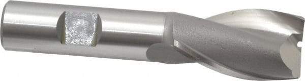 OSG - 7/8", 1-1/2" LOC, 5/8" Shank Diam, 3-5/8" OAL, 2 Flute, Cobalt Square End Mill - Single End, Uncoated, Spiral Flute, 30° Helix, Centercutting, Right Hand Cut, Right Hand Flute, Series 520 - Eagle Tool & Supply