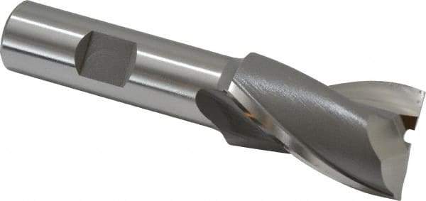 OSG - 15/16", 1-1/2" LOC, 5/8" Shank Diam, 3-5/8" OAL, 2 Flute, Cobalt Square End Mill - Single End, Uncoated, Spiral Flute, 30° Helix, Centercutting, Right Hand Cut, Right Hand Flute, Series 520 - Eagle Tool & Supply