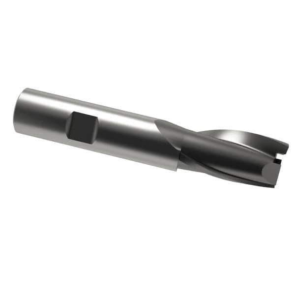 OSG - 7/8", 1-1/2" LOC, 3/4" Shank Diam, 3-3/4" OAL, 2 Flute, Cobalt Square End Mill - Single End, Uncoated, Spiral Flute, 30° Helix, Centercutting, Right Hand Cut, Right Hand Flute, Series 520 - Eagle Tool & Supply