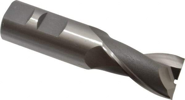 OSG - 7/8", 1-1/2" LOC, 7/8" Shank Diam, 3-3/4" OAL, 2 Flute, Cobalt Square End Mill - Single End, Uncoated, Spiral Flute, 30° Helix, Centercutting, Right Hand Cut, Right Hand Flute, Series 520 - Eagle Tool & Supply