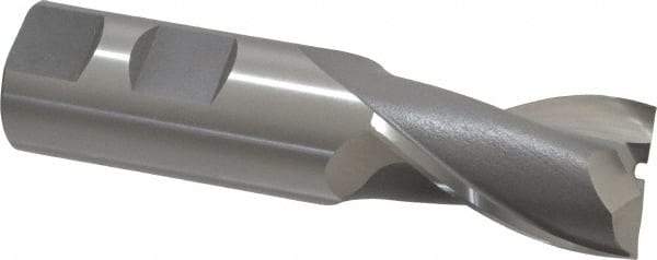 OSG - 1", 1-5/8" LOC, 1" Shank Diam, 4-1/8" OAL, 2 Flute, Cobalt Square End Mill - Single End, Uncoated, Spiral Flute, 30° Helix, Centercutting, Right Hand Cut, Right Hand Flute, Series 520 - Eagle Tool & Supply