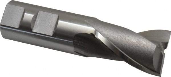 OSG - 1-1/8", 1-5/8" LOC, 1" Shank Diam, 4-1/8" OAL, 2 Flute, Cobalt Square End Mill - Single End, Uncoated, Spiral Flute, 30° Helix, Centercutting, Right Hand Cut, Right Hand Flute, Series 520 - Eagle Tool & Supply