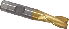 OSG - 1/2", 1" LOC, 1/2" Shank Diam, 3" OAL, 2 Flute, Cobalt Square End Mill - Single End, TiN Finish, Spiral Flute, 30° Helix, Centercutting, Right Hand Cut, Right Hand Flute, Series 520 - Eagle Tool & Supply