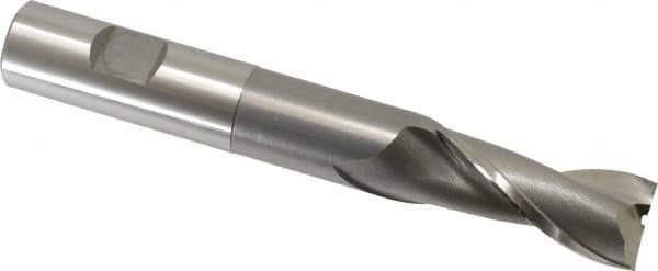 OSG - 3/4", 1-5/8" LOC, 3/4" Shank Diam, 5-3/8" OAL, 2 Flute, Cobalt Square End Mill - Single End, Uncoated, Spiral Flute, 30° Helix, Centercutting, Right Hand Cut, Right Hand Flute, Series 527 - Eagle Tool & Supply