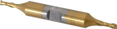 OSG - 1/8", 3/8" LOC, 3/8" Shank Diam, 3-1/16" OAL, 2 Flute, Cobalt Square End Mill - Double End, TiN Finish, Spiral Flute, 30° Helix, Centercutting, Right Hand Cut, Right Hand Flute, Series 522 - Eagle Tool & Supply