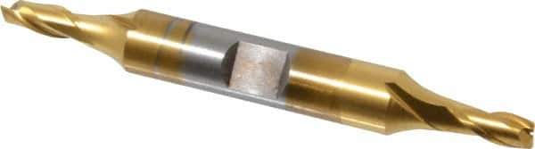 OSG - 3/16", 7/16" LOC, 3/8" Shank Diam, 3-1/8" OAL, 2 Flute, Cobalt Square End Mill - Double End, TiN Finish, Spiral Flute, 30° Helix, Centercutting, Right Hand Cut, Right Hand Flute, Series 522 - Eagle Tool & Supply