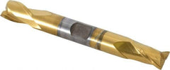 OSG - 3/8", 9/16" LOC, 3/8" Shank Diam, 3-1/8" OAL, 2 Flute, Cobalt Square End Mill - Double End, TiN Finish, Spiral Flute, 30° Helix, Centercutting, Right Hand Cut, Right Hand Flute, Series 522 - Eagle Tool & Supply