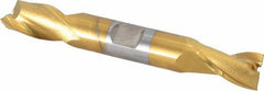 OSG - 1/2", 13/16" LOC, 1/2" Shank Diam, 3-3/4" OAL, 2 Flute, Cobalt Square End Mill - Double End, TiN Finish, Spiral Flute, 30° Helix, Centercutting, Right Hand Cut, Right Hand Flute, Series 522 - Eagle Tool & Supply