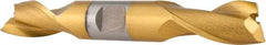 Hertel - 5/8", 1-1/8" LOC, 5/8" Shank Diam, 4-1/2" OAL, 2 Flute, Cobalt Square End Mill - Double End, TiN Finish, Spiral Flute, 30° Helix, Centercutting, Right Hand Cut, Right Hand Flute - Eagle Tool & Supply