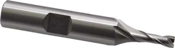 OSG - 4mm, 7/16" LOC, 3/8" Shank Diam, 2-5/16" OAL, 2 Flute, Cobalt Square End Mill - Single End, Uncoated, Spiral Flute, 30° Helix, Centercutting, Right Hand Cut, Right Hand Flute, Series 580 - Eagle Tool & Supply