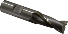 OSG - 16mm, 1-5/16" LOC, 5/8" Shank Diam, 3-7/16" OAL, 2 Flute, Cobalt Square End Mill - Single End, Uncoated, Spiral Flute, 30° Helix, Centercutting, Right Hand Cut, Right Hand Flute, Series 580 - Eagle Tool & Supply