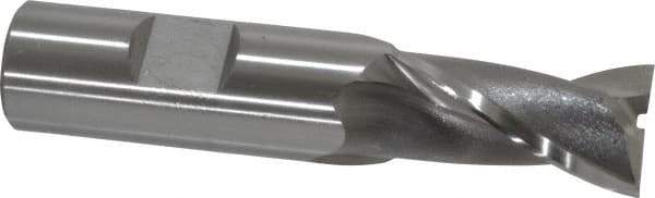 OSG - 19mm, 1-5/16" LOC, 3/4" Shank Diam, 3-9/16" OAL, 2 Flute, Cobalt Square End Mill - Single End, Uncoated, Spiral Flute, 30° Helix, Centercutting, Right Hand Cut, Right Hand Flute, Series 580 - Eagle Tool & Supply