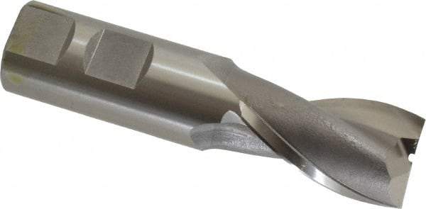 OSG - 23mm, 1-1/2" LOC, 7/8" Shank Diam, 3-3/4" OAL, 2 Flute, Cobalt Square End Mill - Single End, Uncoated, Spiral Flute, 30° Helix, Centercutting, Right Hand Cut, Right Hand Flute, Series 580 - Eagle Tool & Supply