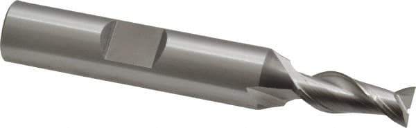 OSG - 1/4", 5/8" LOC, 3/8" Shank Diam, 2-7/16" OAL, 2 Flute, Cobalt Square End Mill - Single End, Uncoated, Spiral Flute, 45° Helix, Centercutting, Right Hand Cut, Right Hand Flute, Series 530 - Eagle Tool & Supply