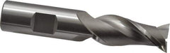 OSG - 3/4", 1-5/8" LOC, 3/4" Shank Diam, 3-7/8" OAL, 2 Flute, Cobalt Square End Mill - Single End, Uncoated, Spiral Flute, 45° Helix, Centercutting, Right Hand Cut, Right Hand Flute, Series 530 - Eagle Tool & Supply