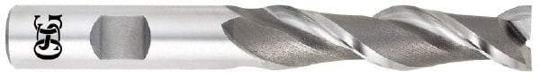 OSG - 1-1/4", 4" LOC, 1-1/4" Shank Diam, 6-1/2" OAL, 2 Flute, Cobalt Square End Mill - Single End, Uncoated, Spiral Flute, 45° Helix, Centercutting, Right Hand Cut, Right Hand Flute, Series 535 - Eagle Tool & Supply