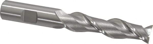 OSG - 5/8", 2-1/2" LOC, 5/8" Shank Diam, 4-5/8" OAL, 2 Flute, Cobalt Square End Mill - Single End, Uncoated, Spiral Flute, 45° Helix, Centercutting, Right Hand Cut, Right Hand Flute, Series 535 - Eagle Tool & Supply