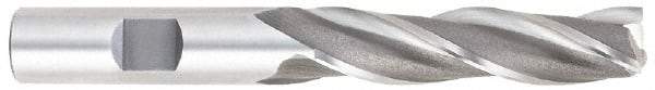 OSG - 7/8", 3-1/2" LOC, 7/8" Shank Diam, 5-3/4" OAL, 3 Flute, Cobalt Square End Mill - Single End, Uncoated, Spiral Flute, 30° Helix, Centercutting, Right Hand Cut, Right Hand Flute, Series 536 - Eagle Tool & Supply