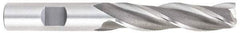 Hertel - 1", 2" LOC, 1" Shank Diam, 4-1/2" OAL, 3 Flute, High Speed Steel Square End Mill - Single End, Uncoated, Spiral Flute, 30° Helix, Centercutting, Right Hand Cut, Right Hand Flute - Eagle Tool & Supply