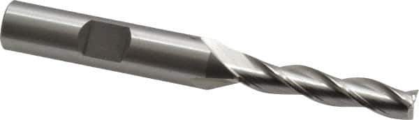 OSG - 1/4", 1-1/4" LOC, 3/8" Shank Diam, 3-1/16" OAL, 3 Flute, Cobalt Square End Mill - Single End, Uncoated, Spiral Flute, 30° Helix, Centercutting, Right Hand Cut, Right Hand Flute, Series 536 - Eagle Tool & Supply