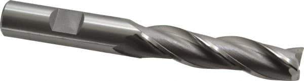 OSG - 1/2", 2" LOC, 1/2" Shank Diam, 4" OAL, 3 Flute, Cobalt Square End Mill - Single End, Uncoated, Spiral Flute, 30° Helix, Centercutting, Right Hand Cut, Right Hand Flute, Series 536 - Eagle Tool & Supply