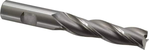 OSG - 5/8", 2-1/2" LOC, 5/8" Shank Diam, 4-5/8" OAL, 3 Flute, Cobalt Square End Mill - Single End, Uncoated, Spiral Flute, 30° Helix, Centercutting, Right Hand Cut, Right Hand Flute, Series 536 - Eagle Tool & Supply