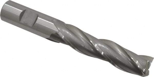 OSG - 3/4", 3" LOC, 3/4" Shank Diam, 5-1/4" OAL, 3 Flute, Cobalt Square End Mill - Single End, Uncoated, Spiral Flute, 30° Helix, Centercutting, Right Hand Cut, Right Hand Flute, Series 536 - Eagle Tool & Supply