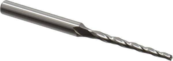 OSG - 1° Taper Angle per Side, 5/64" Small End Diam, 1" LOC, Cobalt 3 Flute Tapered Square End Mill - 2-1/4" OAL, 3/16" Shank Diam, Spiral Flute, 25° Helix - Eagle Tool & Supply