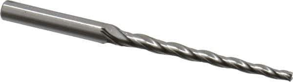 OSG - 1° Taper Angle per Side, 3/32" Small End Diam, 1-1/2" LOC, Cobalt 3 Flute Tapered Square End Mill - 2-11/16" OAL, 3/16" Shank Diam, Spiral Flute, 25° Helix - Eagle Tool & Supply