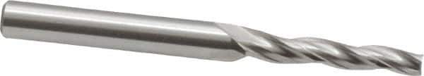 OSG - 1° Taper Angle per Side, 1/8" Small End Diam, 3/4" LOC, Cobalt 3 Flute Tapered Square End Mill - 2" OAL, 3/16" Shank Diam, Spiral Flute, 25° Helix - Eagle Tool & Supply
