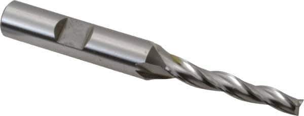 OSG - 1° Taper Angle per Side, 3/16" Small End Diam, 1-1/4" LOC, Cobalt 3 Flute Tapered Square End Mill - 3-1/8" OAL, 3/8" Shank Diam, Spiral Flute, 25° Helix - Eagle Tool & Supply