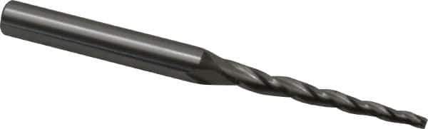 OSG - 2° Taper Angle per Side, 1/16" Small End Diam, 1" LOC, Cobalt 3 Flute Tapered Square End Mill - 2-1/4" OAL, 3/16" Shank Diam, Spiral Flute, 25° Helix - Eagle Tool & Supply