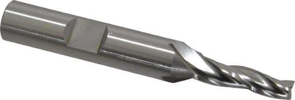 OSG - 2° Taper Angle per Side, 3/16" Small End Diam, 3/4" LOC, Cobalt 3 Flute Tapered Square End Mill - 2-5/8" OAL, 3/8" Shank Diam, Spiral Flute, 25° Helix - Eagle Tool & Supply