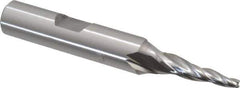 OSG - 5° Taper Angle per Side, 3/32" Small End Diam, 3/4" LOC, Cobalt 3 Flute Tapered Square End Mill - 2-5/8" OAL, 3/8" Shank Diam, Spiral Flute, 25° Helix - Eagle Tool & Supply