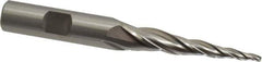 OSG - 5° Taper Angle per Side, 3/32" Small End Diam, 2" LOC, Cobalt 3 Flute Tapered Square End Mill - 4" OAL, 1/2" Shank Diam, Spiral Flute, 25° Helix - Eagle Tool & Supply
