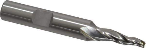 OSG - 5° Taper Angle per Side, 1/8" Small End Diam, 3/4" LOC, Cobalt 3 Flute Tapered Square End Mill - 2-5/8" OAL, 3/8" Shank Diam, Spiral Flute, 25° Helix - Eagle Tool & Supply