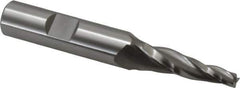 OSG - 5° Taper Angle per Side, 3/16" Small End Diam, 1-1/4" LOC, Cobalt 3 Flute Tapered Square End Mill - 3-3/8" OAL, 1/2" Shank Diam, Spiral Flute, 25° Helix - Eagle Tool & Supply
